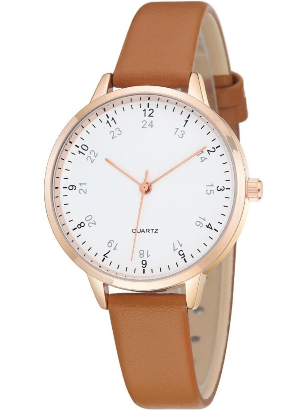 Women's Brown Dainty Analog Leather Waterproof Small Ladies Dress Wrist Watch